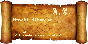 Monoki Nikander névjegykártya